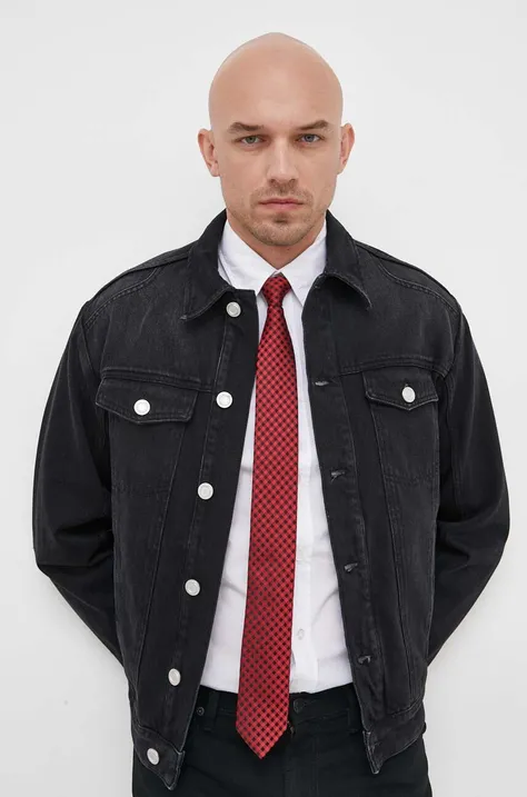 Jeans jakna Trussardi moška, črna barva