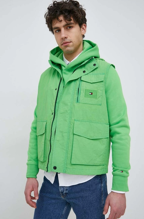 Tommy Hilfiger vesta barbati, culoarea verde, de tranzitie