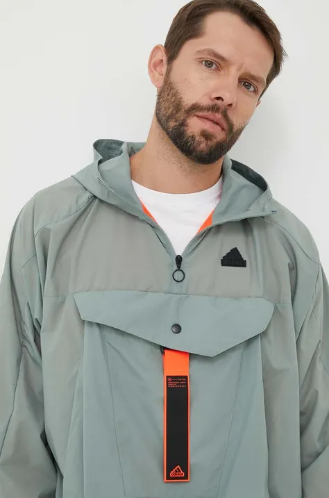 Куртка adidas мужская цвет зелёный переходная oversize