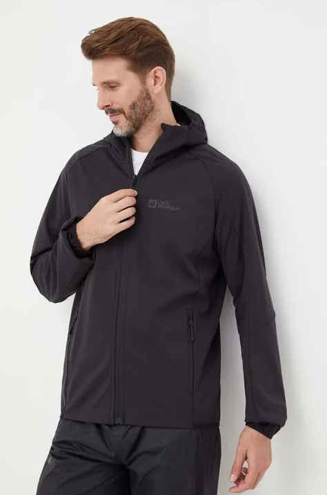 Outdoor jakna Jack Wolfskin Feldberg Hoody črna barva