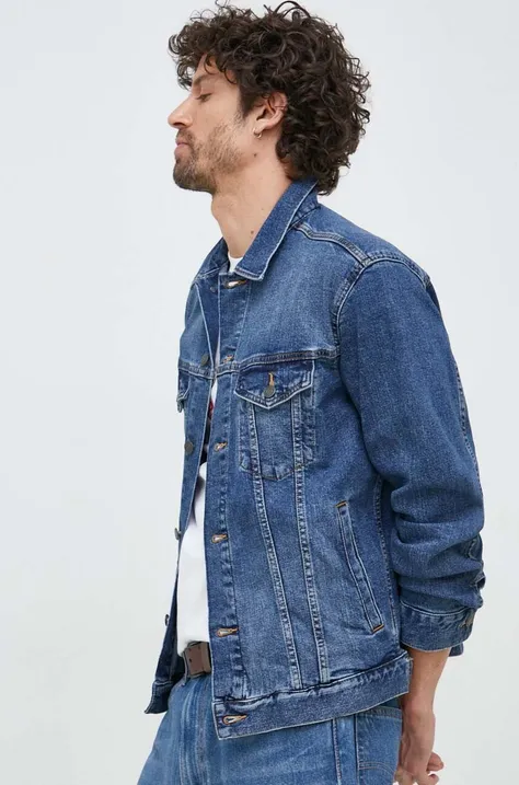 GAP kurtka jeansowa męska kolor niebieski przejściowa