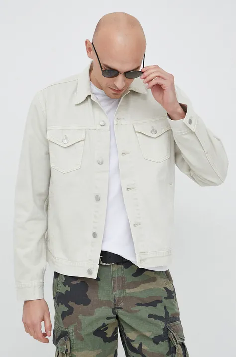 Джинсова куртка GAP чоловіча колір бежевий перехідна