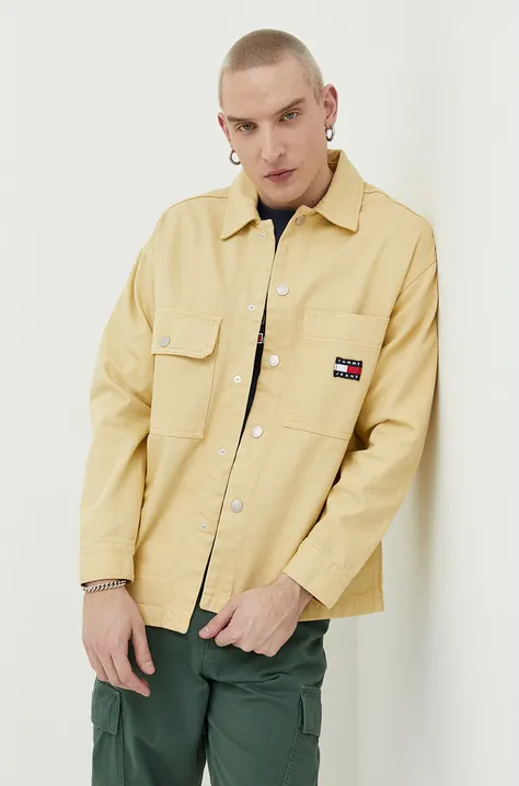 Tommy Jeans kurtka jeansowa męska kolor żółty przejściowa