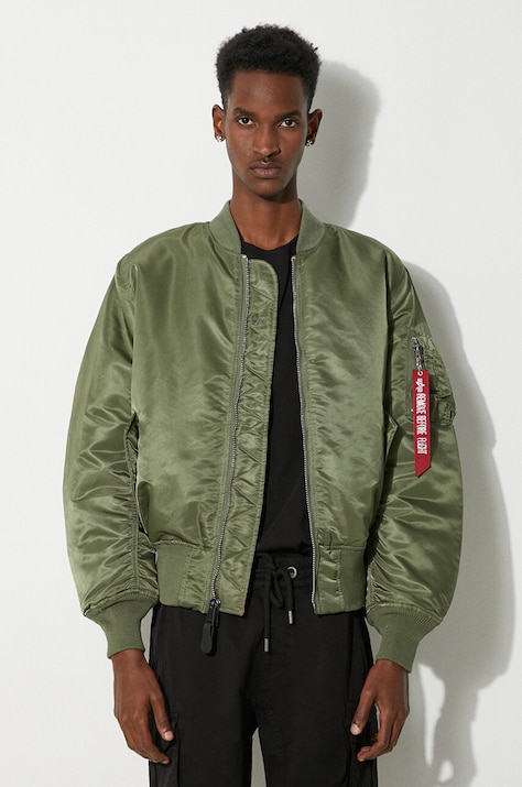 Двостороння куртка-бомбер Alpha Industries чоловіча колір зелений перехідна 100101.01-SageGreen