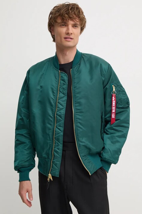 Куртка-бомбер Alpha Industries чоловічий колір зелений зимова
