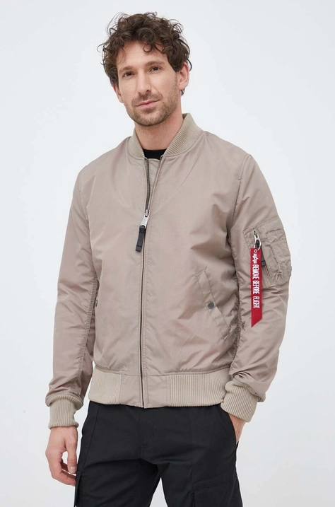 Μπουφάν bomber Alpha Industries ανδρικά, χρώμα: μπεζ