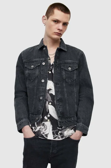 AllSaints kurtka jeansowa MONZA JACKET męska kolor czarny przejściowa MA002Y