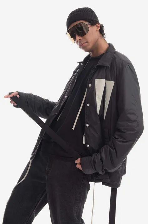 Куртка Rick Owens DRKSHDW Snapfront Jacket DU01C6782 NDEH1 чоловіча колір чорний перехідна oversize DU01C6782-BLACK