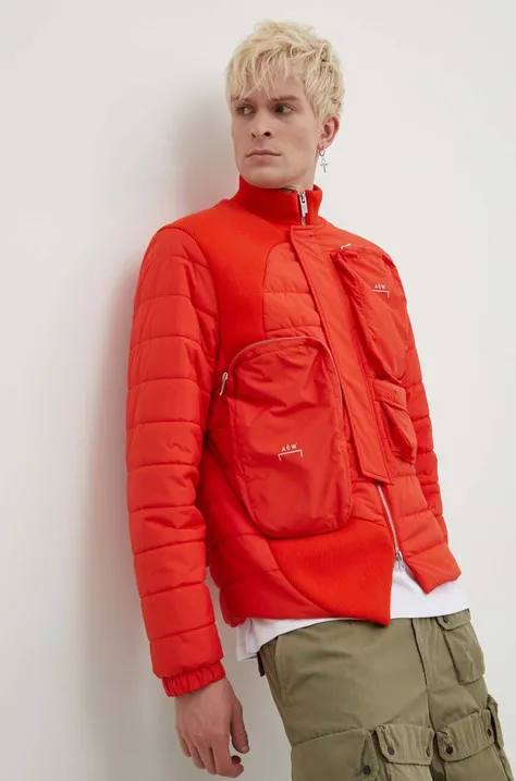 Jakna A-COLD-WALL* Asymmetric Padded Jacket za muškarce, boja: crvena, za prijelazno razdoblje, ACWMO154-VOLTRED