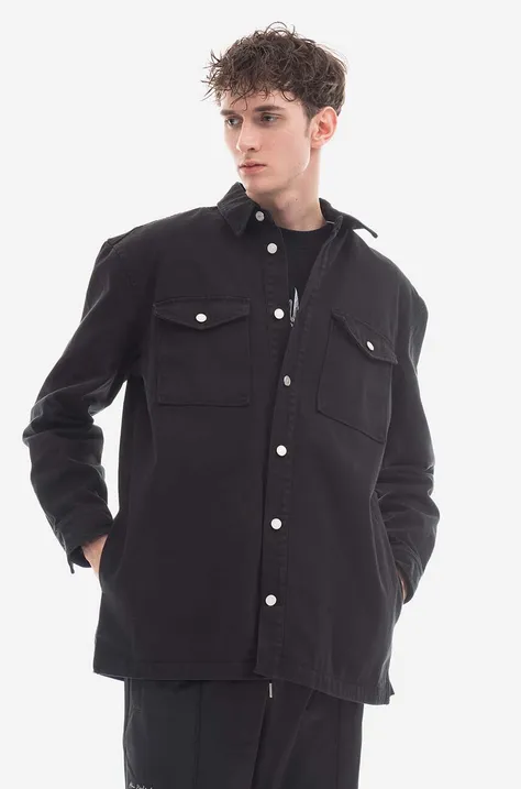 Han Kjøbenhavn kurtka jeansowa Boxed Overshirt męska kolor czarny przejściowa oversize M.132564-BLACK