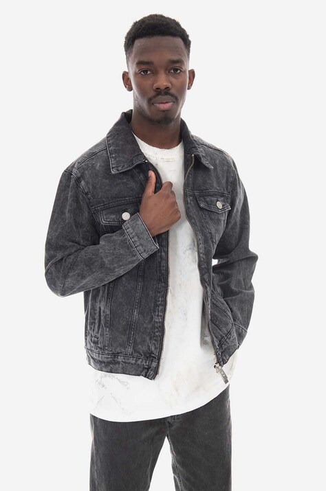 Džínová bunda Han Kjøbenhavn Zip Denim Jacket M-132523-212 pánská, černá barva, přechodná