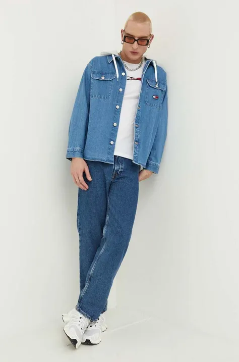 Tommy Jeans kurtka jeansowa męska kolor niebieski przejściowa