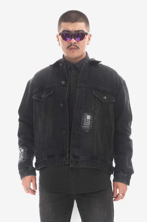 Джинсовая куртка KSUBI Cropped мужская цвет чёрный переходная oversize MPS23JK002-black