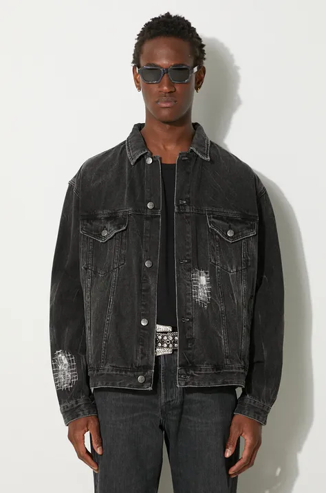 KSUBI kurtka jeansowa Cropped męska kolor czarny przejściowa oversize MPS23JK002-CZARNY
