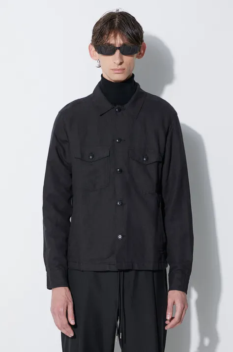 Льняна куртка Corridor колір чорний перехідна MJ0009-BLK