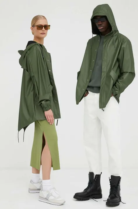 Rains kurtka przeciwdeszczowa 18010 Fishtail Jacket kolor zielony przejściowa