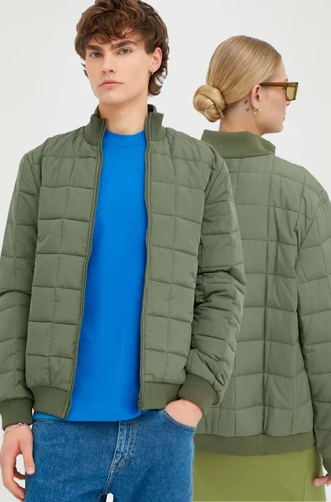 Куртка-бомбер Rains 18180 Liner High Neck Jacket колір зелений перехідна