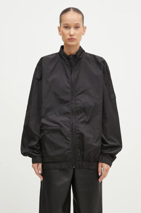 Rains geacă de ploaie 18900 Track Jacket culoarea negru, de tranziție, oversize 18900.01-01Black