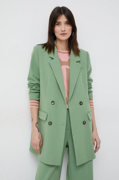 Піджак Selected Femme колір зелений oversize однотонна