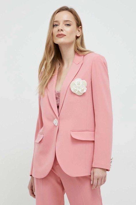 Blazer s příměsí vlny Custommade Fabiana růžová barva, oversize