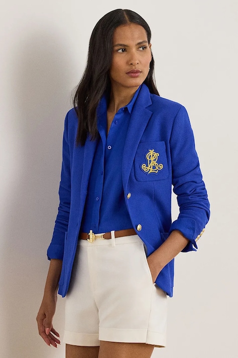 Lauren Ralph Lauren marynarka kolor niebieski jednorzędowa gładka 200797305