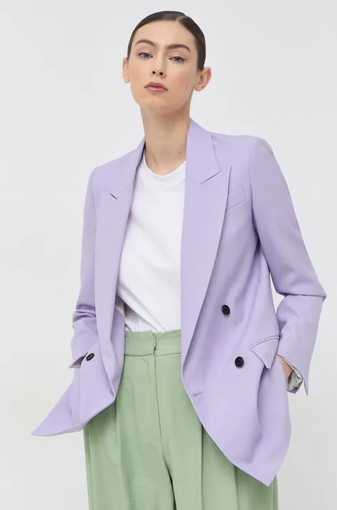 Піджак з домішкою вовни Karl Lagerfeld колір фіолетовий двобортний однотонна