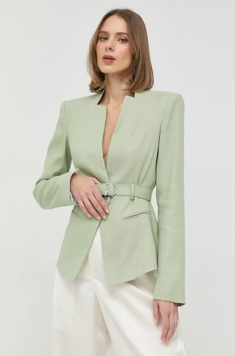 Пиджак с примесью льна Patrizia Pepe цвет зелёный однобортный однотонная