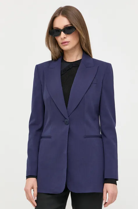 Пиджак с примесью шерсти Luisa Spagnoli цвет синий однобортный однотонная