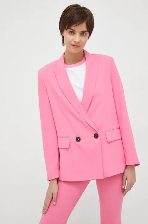 Піджак Sisley колір рожевий двобортний однотонна