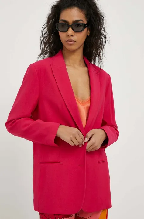 Піджак Sisley колір рожевий oversize однотонна