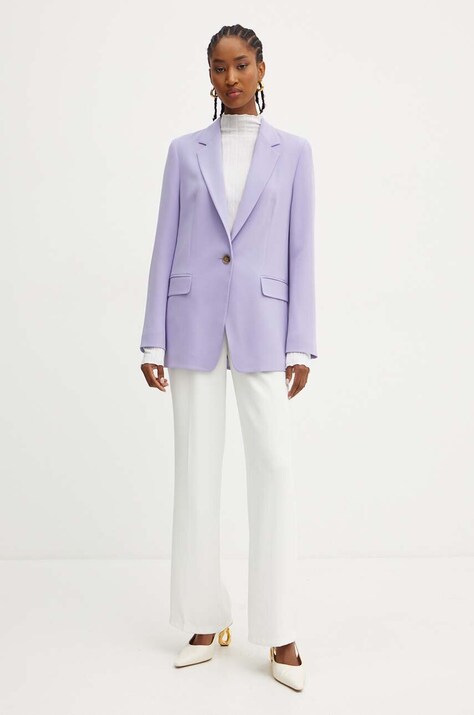 BOSS sacou culoarea violet, un singur rand de nasturi, neted