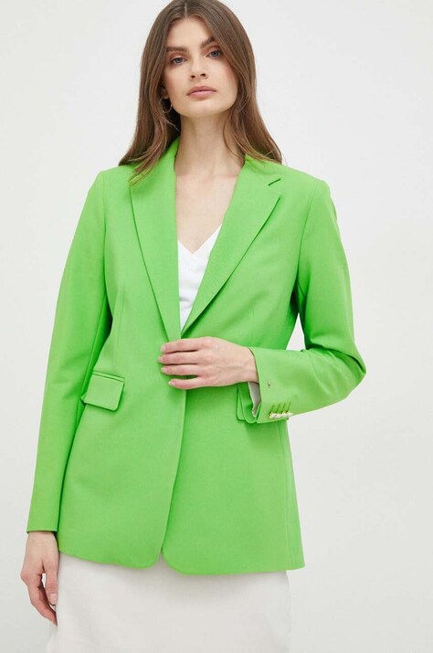 Tommy Hilfiger sacou culoarea verde, un singur rand de nasturi, neted