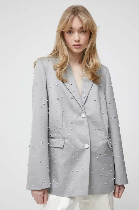 Пиджак с примесью шерсти Stine Goya цвет серый однобортный