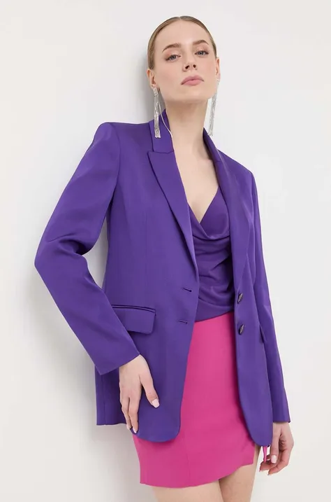 Піджак Patrizia Pepe колір фіолетовий однобортний однотонна