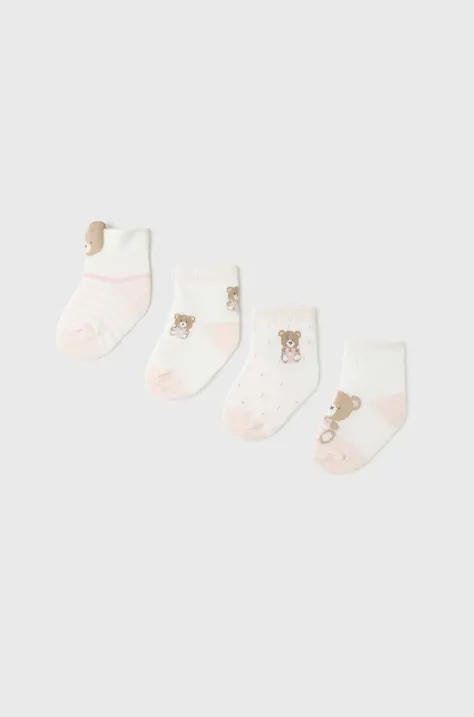 Ponožky pre bábätká Mayoral Newborn 4-pak ružová farba