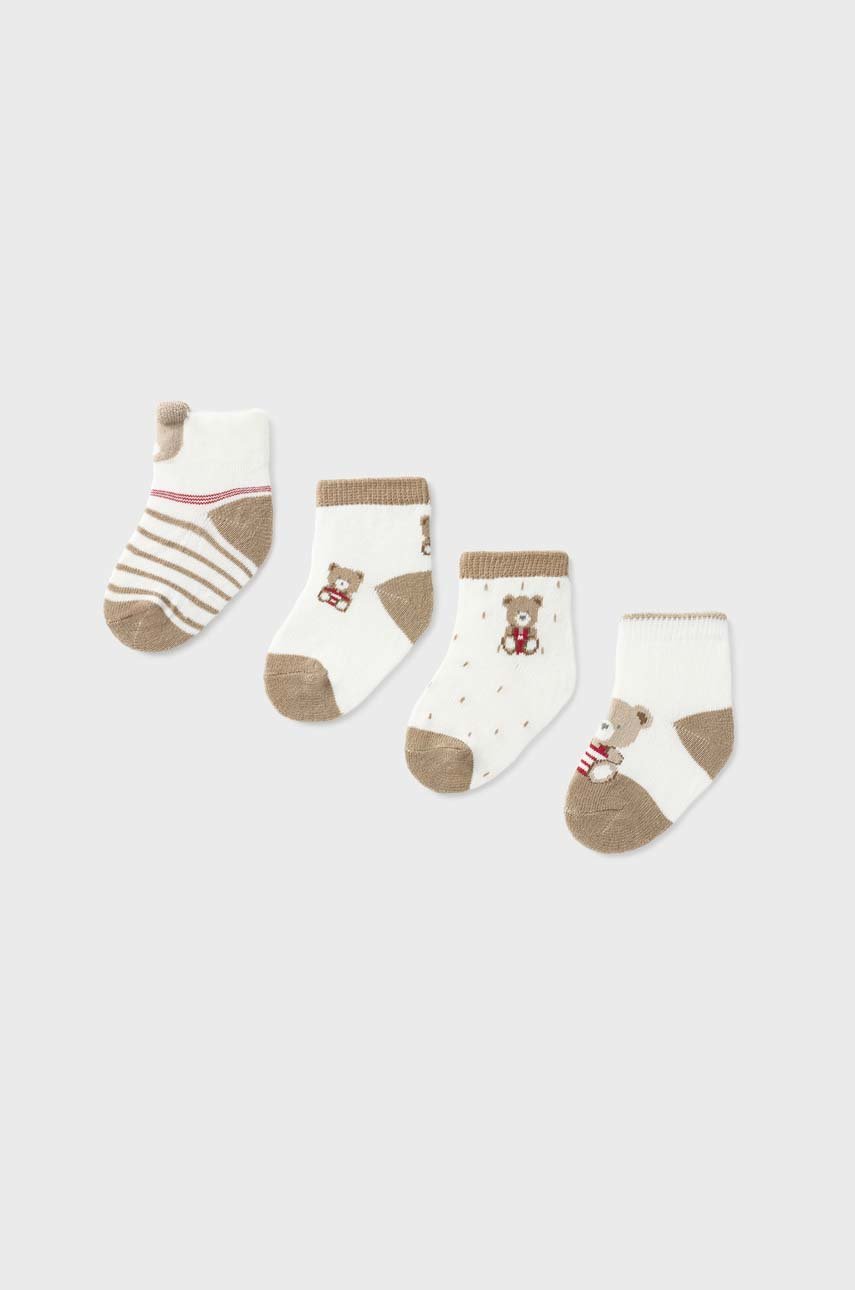 Nogavice za dojenčka Mayoral Newborn 4-pack rjava barva