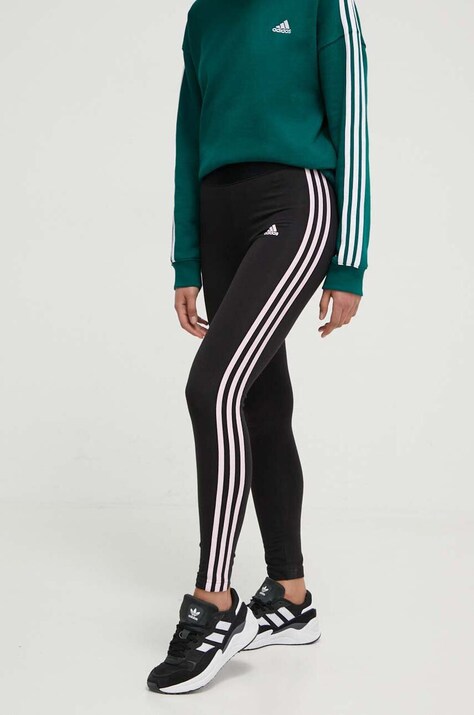 adidas legginsy damskie kolor czarny z aplikacją