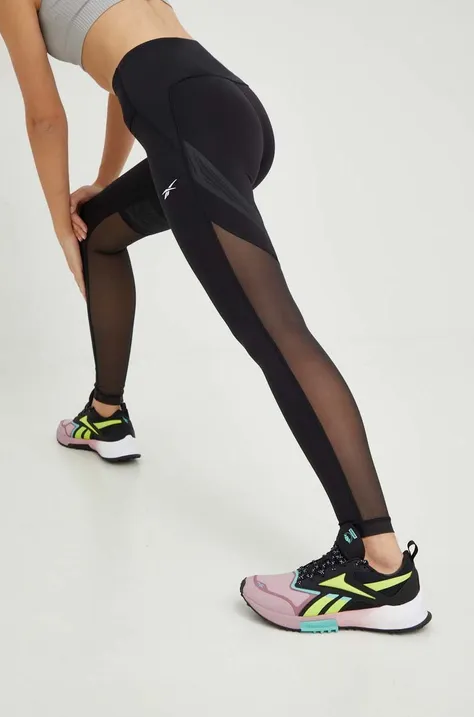 Reebok legginsy treningowe Lux Perform damskie kolor czarny gładkie