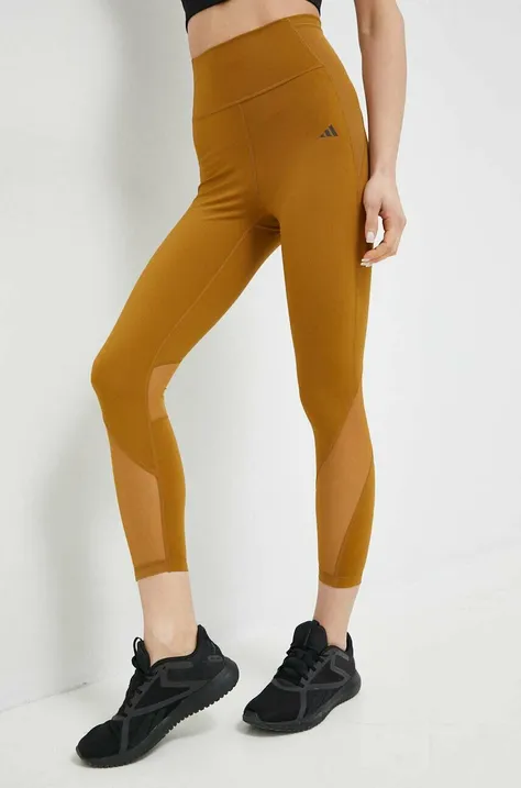 adidas Performance legginsy treningowe Tailored kolor brązowy gładkie