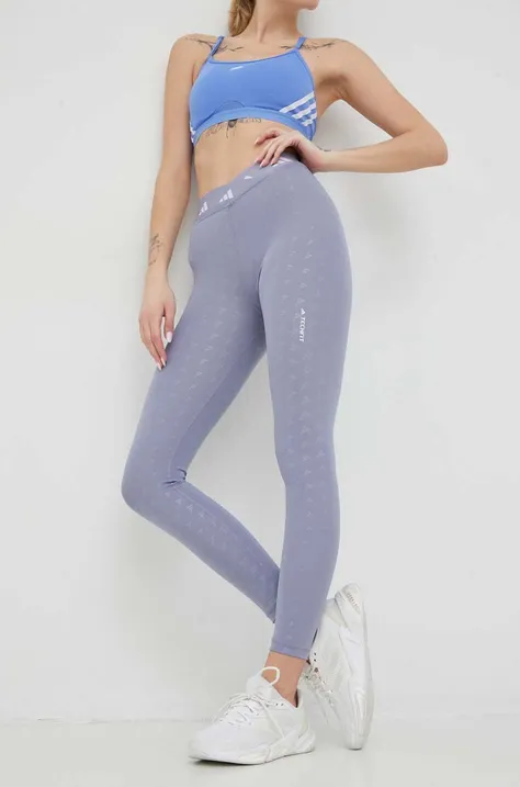 adidas Performance edzős legging Techfit Brand Love lila, női, mintás