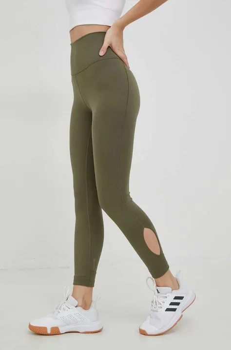 adidas Performance jambiere de yoga Yoga Studio Wrapped culoarea verde, neted