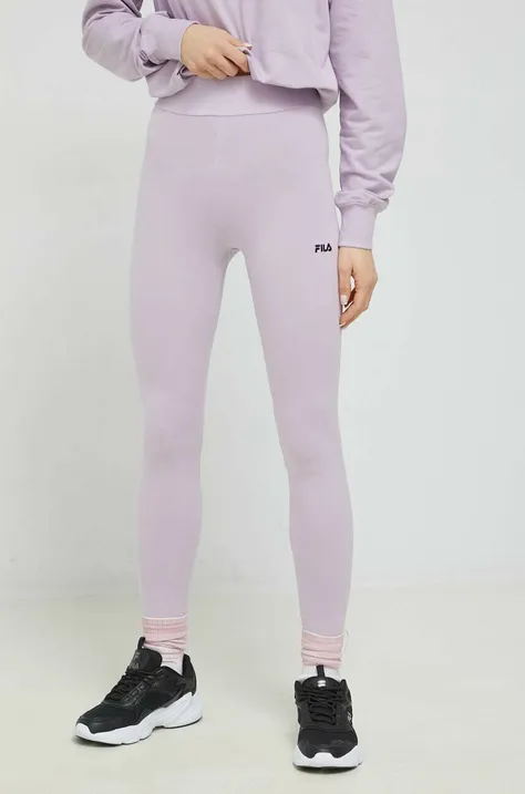 Легінси Fila жіночі колір фіолетовий з аплікацією