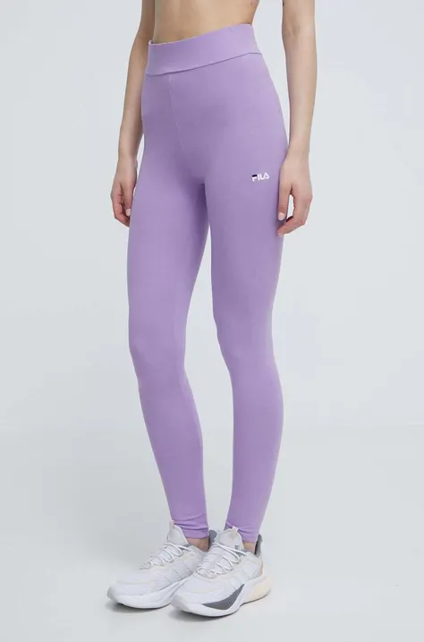 Легінси Fila жіночі колір фіолетовий однотонні