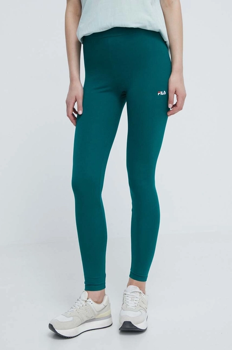 Fila colanti femei, culoarea verde, neted