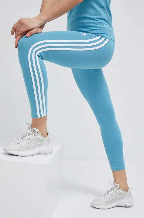 adidas legginsy damskie kolor niebieski z aplikacją
