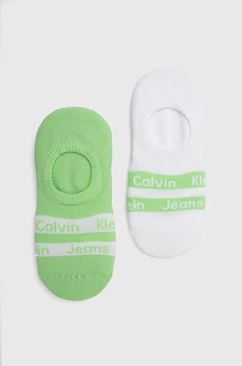 Ponožky Calvin Klein 2-pak dámske, zelená farba