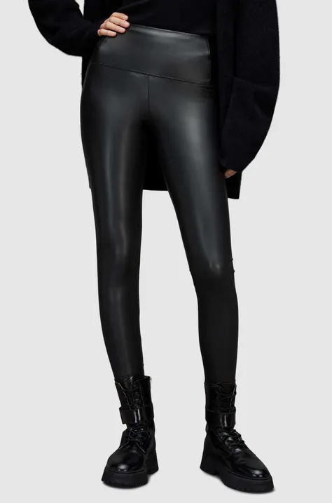 Легінси AllSaints жіночі колір чорний однотонні