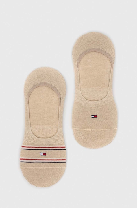 Čarape Tommy Hilfiger 2-pack za žene, boja: bež