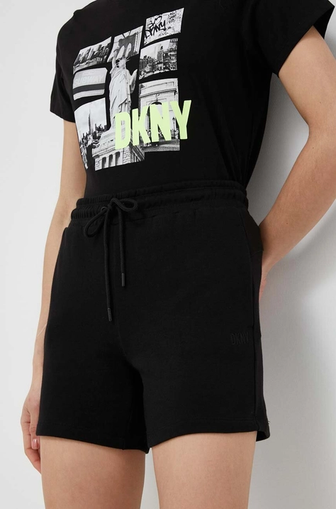 Dkny szorty damskie kolor czarny gładkie high waist