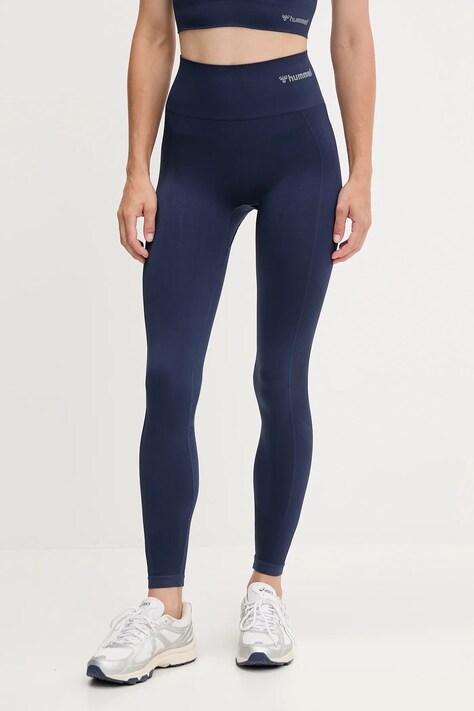 Hummel legginsy treningowe Tif kolor granatowy gładkie 210492